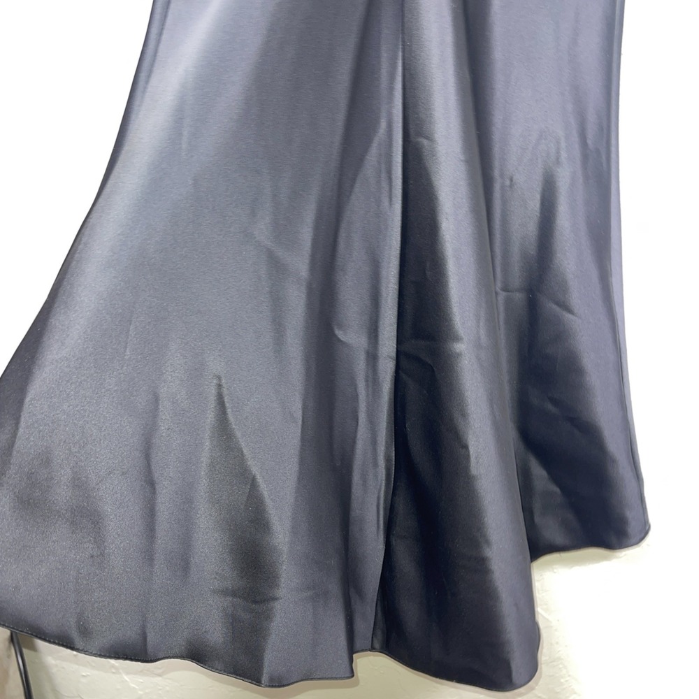 Black Satin Maxi Skirt Cinched Back Sexy Dark Romance WhimsiGoth Y2K Classic - Picture 4 of 11